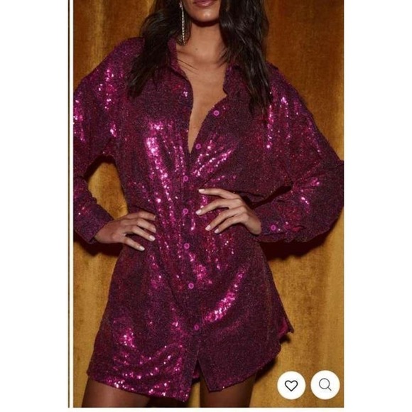 NWT 12th Tribe Unstoppable Fuchsia Sequin Mini Dress SML - Picture 7 of 9
